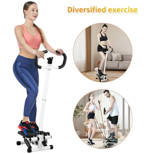 Mini Stepper with Handle and Resistance Bands, Fitness Stepper Machine for Full Body Workout