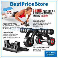 Ab Wheel Roller 3 Wheels - Black