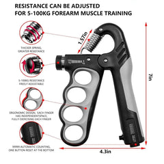 Hand Grip Strengthener - 5-100KG Adjustable Hand Exerciser Grip Strength Trainer With Counter