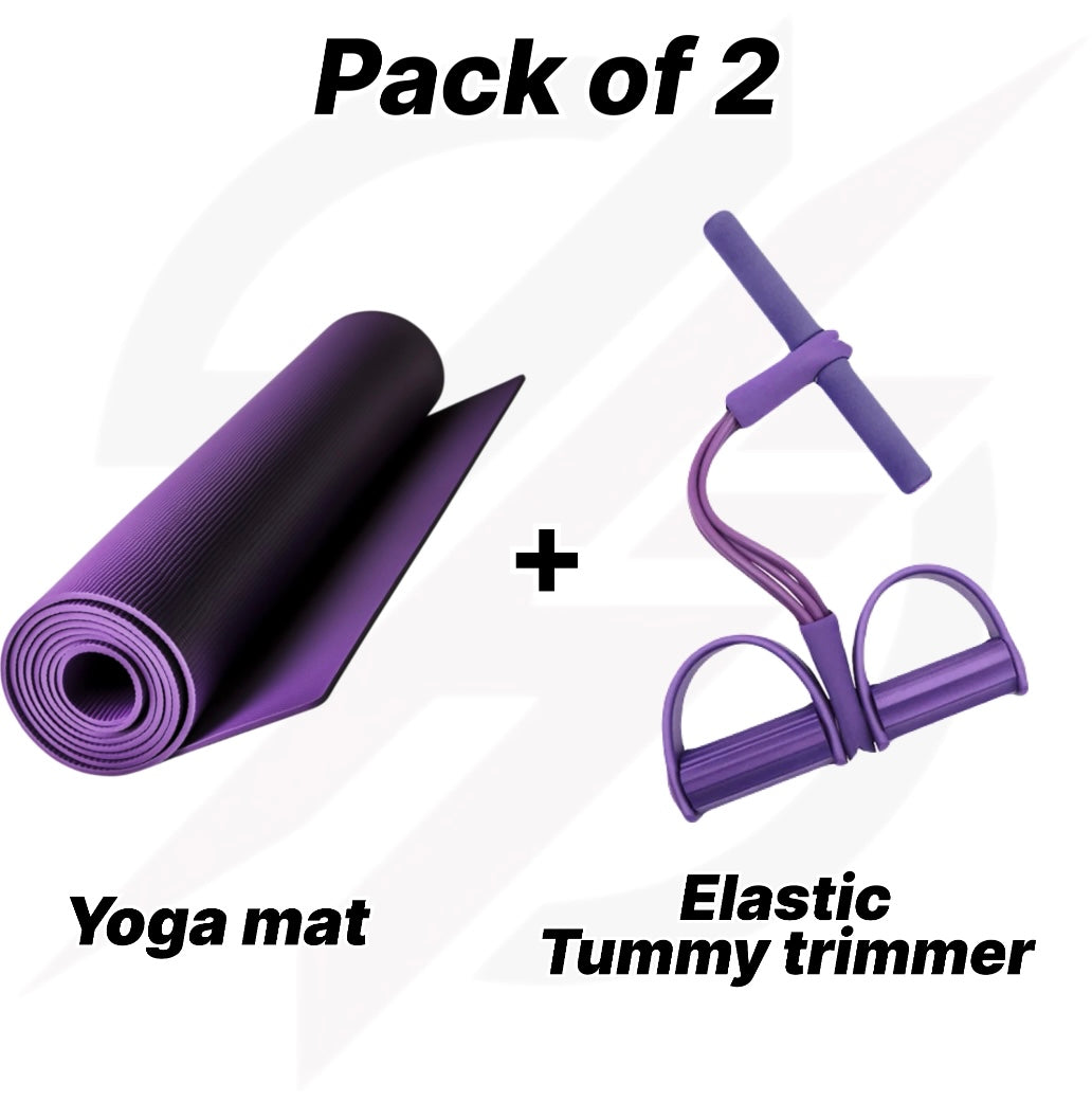 Yoga Mat & Elastic Tummy Trimmer (Pack of 2)