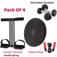 Twister disc, Jump Rope, Rubber Dumbbell & tummy trimmer pack of 4 Home Gym