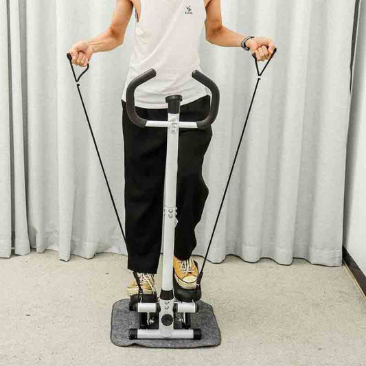 Mini Stepper with Handle and Resistance Bands, Fitness Stepper Machine for Full Body Workout