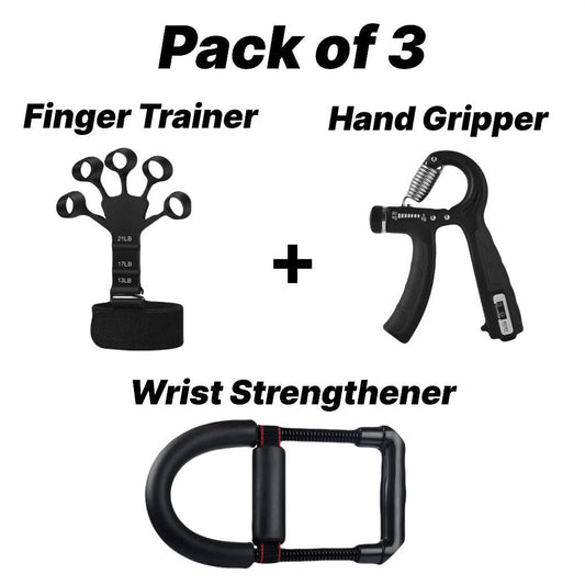 Hand gripper, Wrist exerciser & Finger Trainer (Pack of 3)
