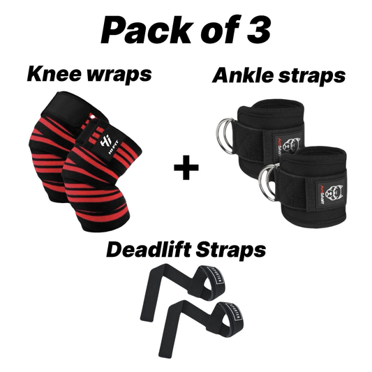 Elbow/Knee Wrap,Ankle Strap,Lift Strap (Pack of 3)