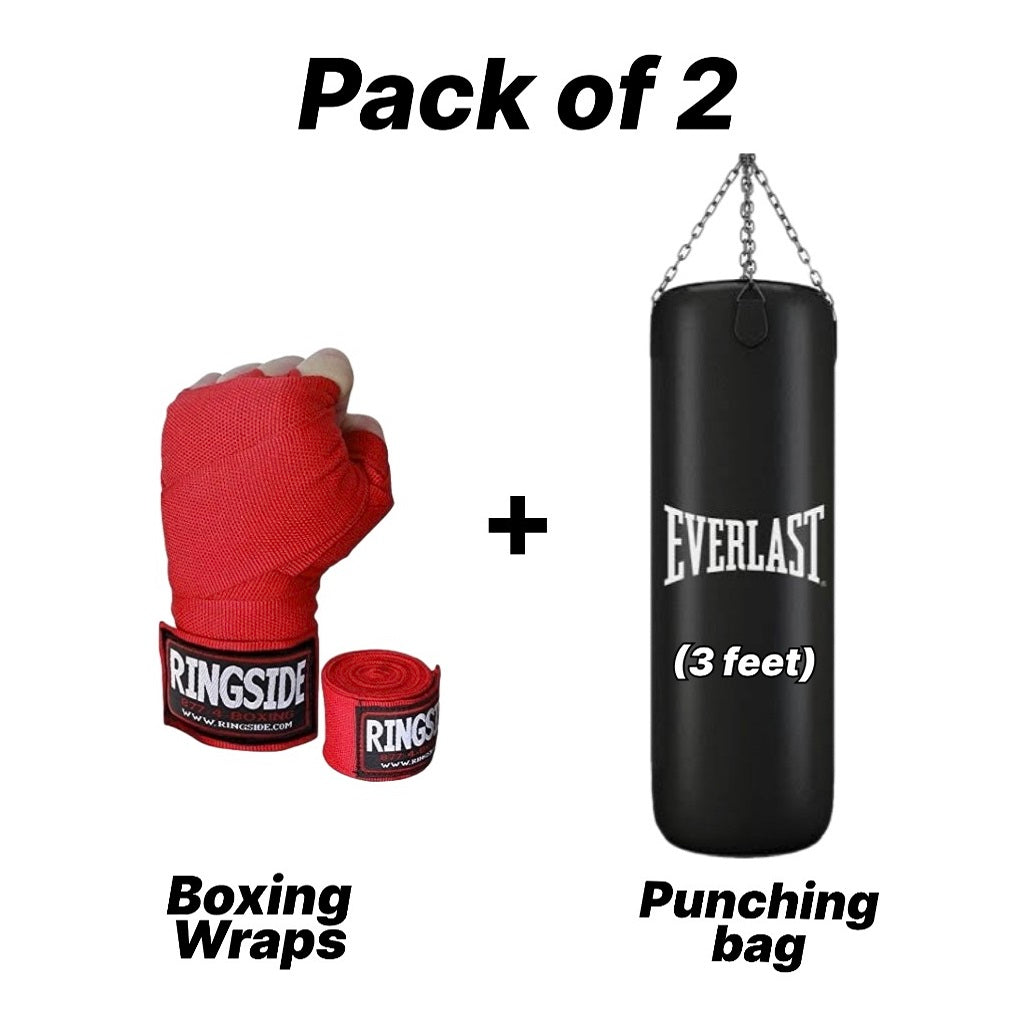 Punching Bag, Boxing Wraps (Pack of 2)