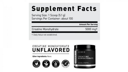 Kaged Creatine Monohydrate Unflavored 100 Servings