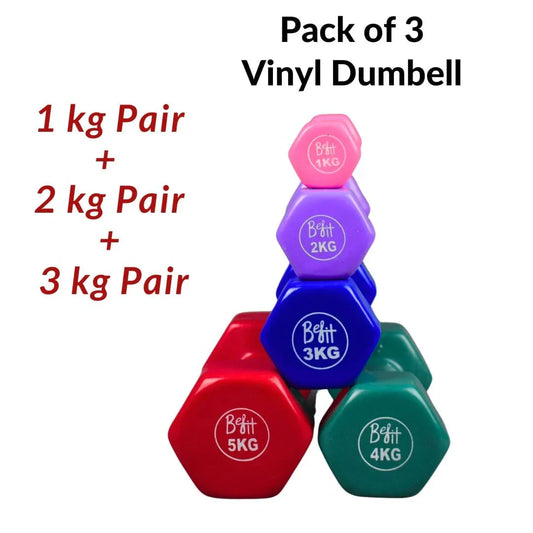 Vinyl Coated Dumbbells Pack Of 3 Pairs - 1KG, 2kg, 3kg