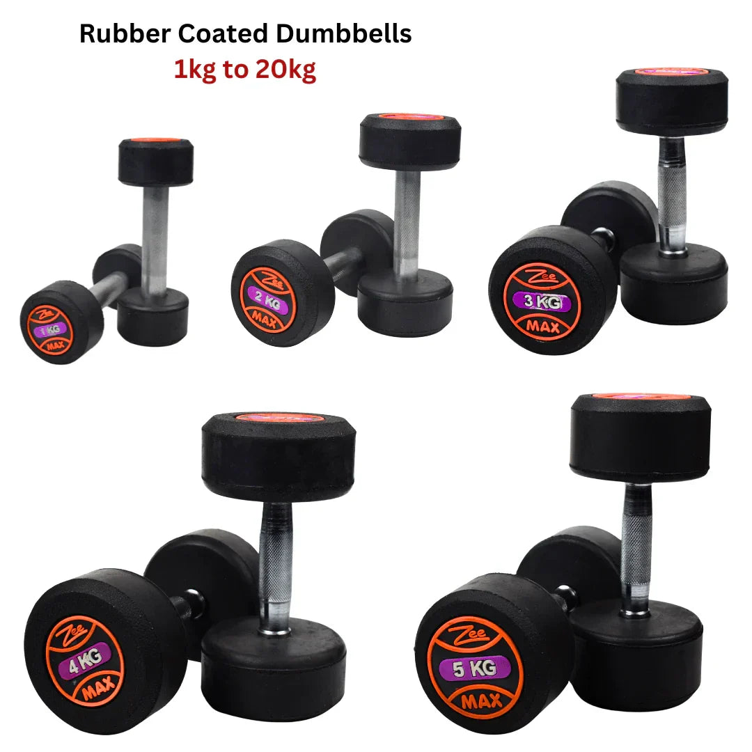 Rubber Coated Dumbbells 1KG TO 20KG - PACK OF 2