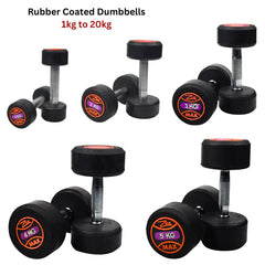 Rubber Coated Dumbbells 1KG TO 20KG - PACK OF 2